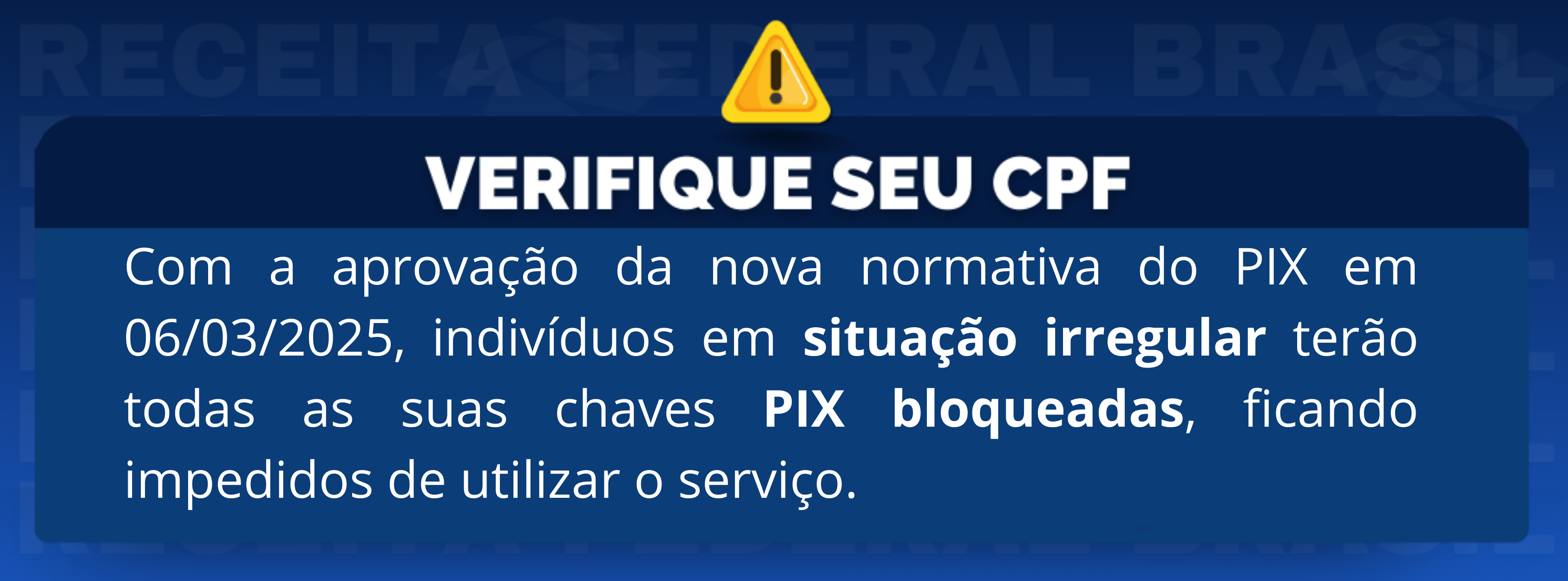 Aviso sobre novas regras do PIX